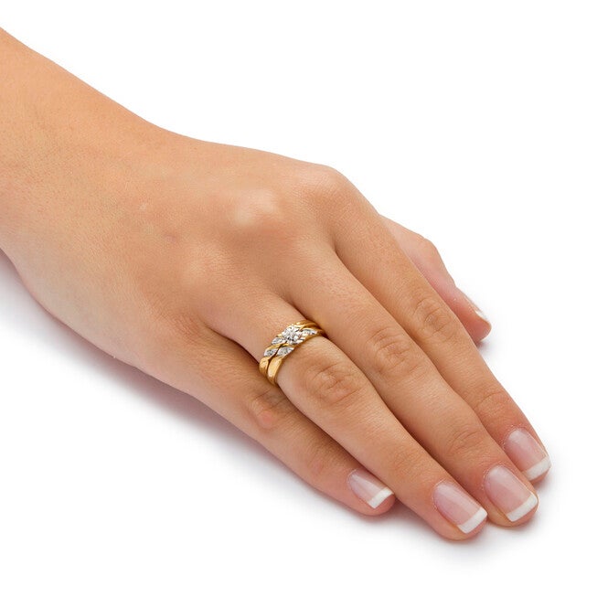 Round Diamond Accent 2-Piece Bridal Set in 10k Yellow Gold, WHITE, alternate image number 2
