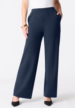 Plus Size Ponte Wide Leg Pant with Pockets and Pull on elastic waist