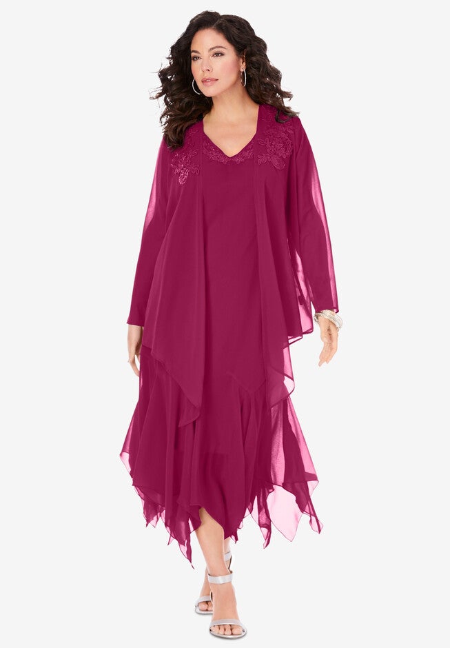 Sequin Jacket Dress Set Roaman's