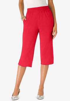 Plus Size Soft Knit Pull-On Capri Pant