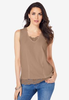 Lace Trim Satin Tank