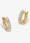 Yellow Gold-Plated Huggie Hoop Earrings, CUBIC ZIRCONIA, hi-res image number null