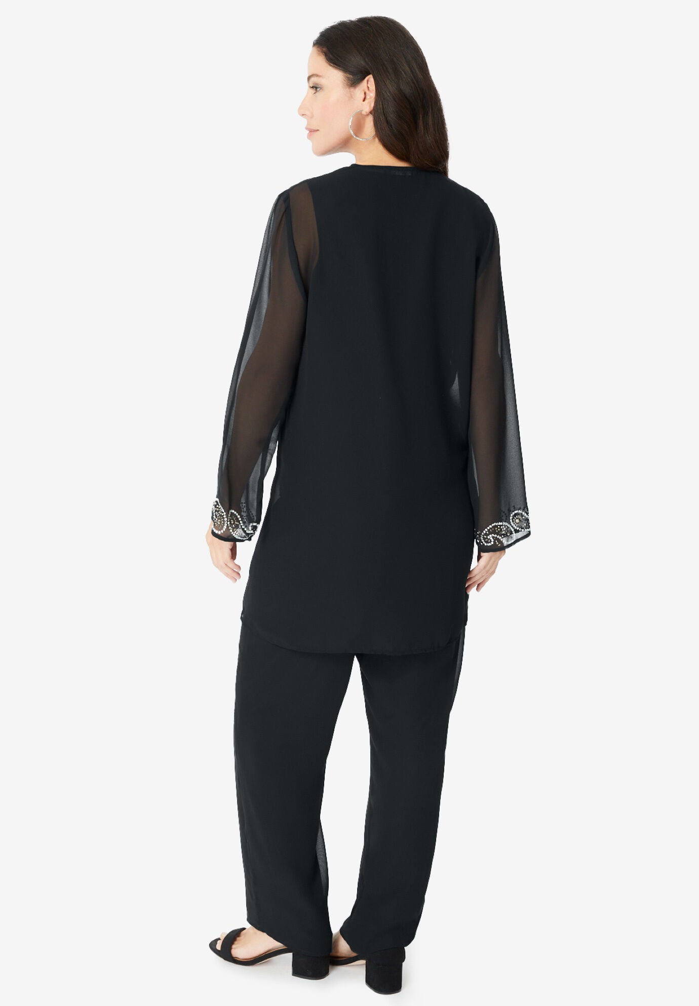 Foil-Print Georgette Pant-Set., , on-hover image number 1