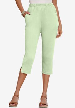 Plus Size Soft Knit Pull-On Capri Pant
