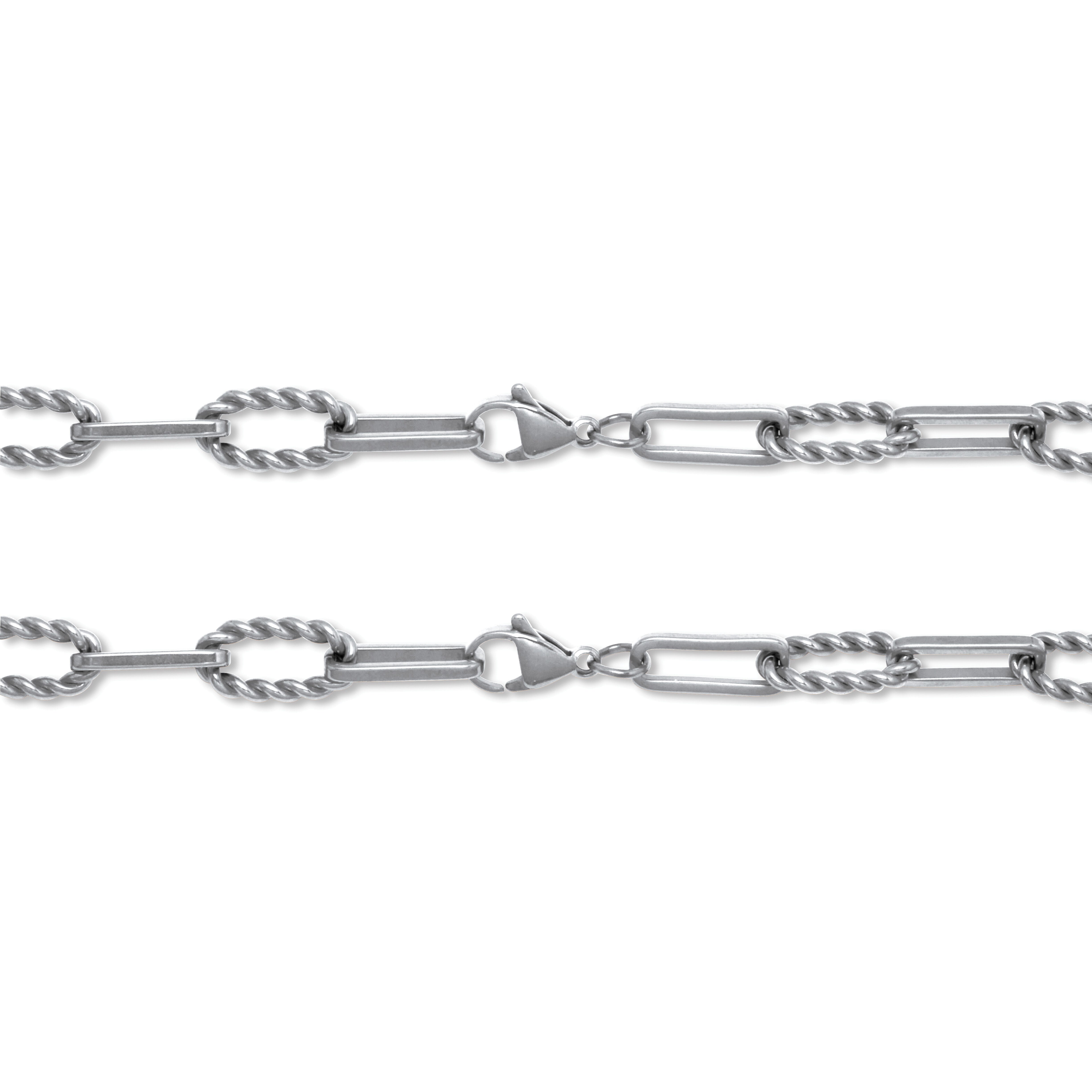 Necklace and Bracelet Stainless Steel Paperclip Chain Jewelry Set, SILVER, on-hover image number 1