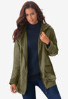 Hooded Jacket with Fleece Lining, GREEN KHAKI, hi-res image number null