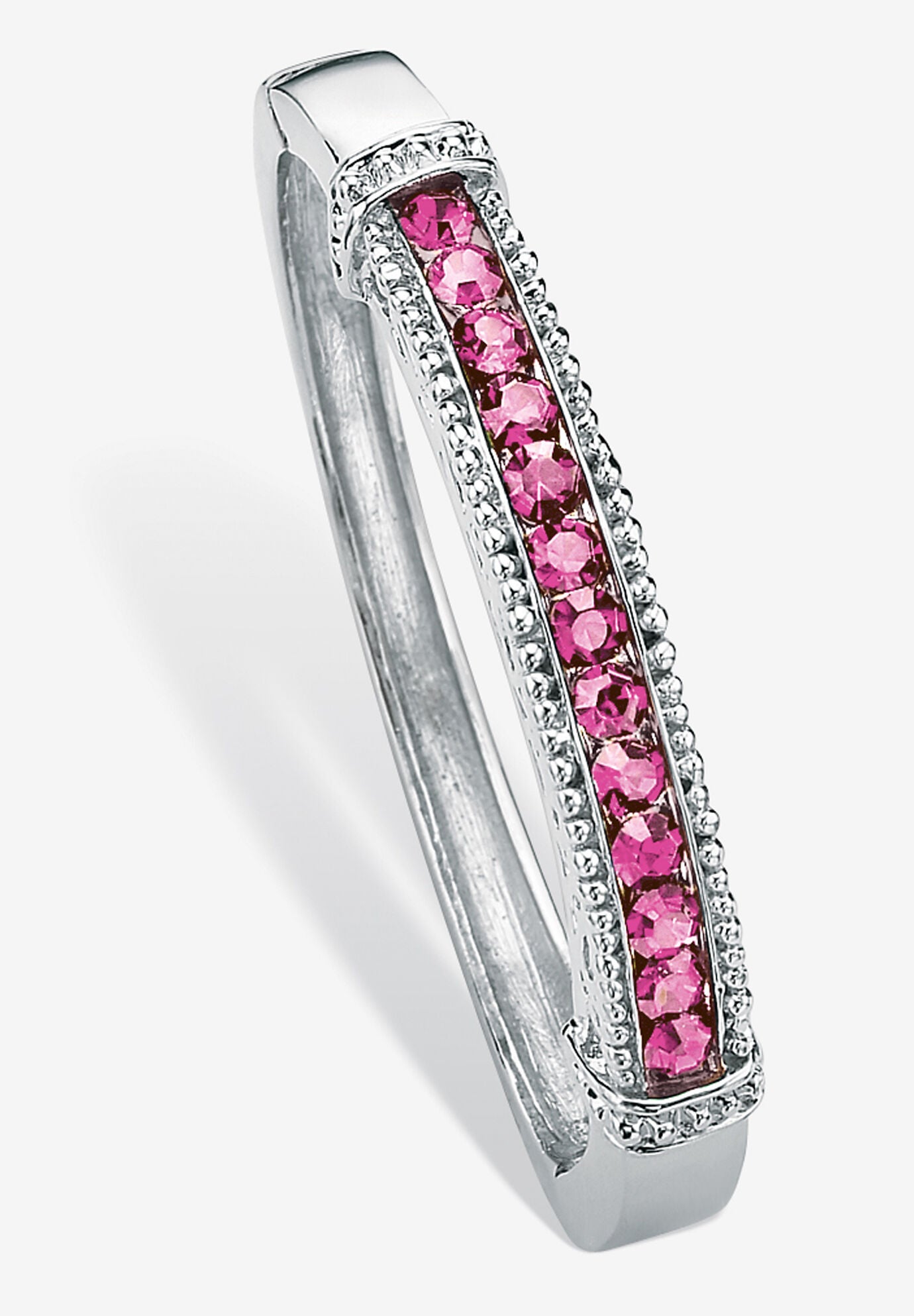 Round Birthstone Bangle Bracelet In Silvertone Jewelry, JUNE, hi-res image number 0