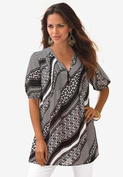 Printed Y-Neck Georgette Top
