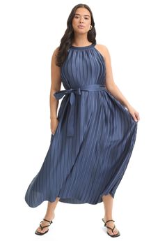 Pleated Halter Maxi Dress