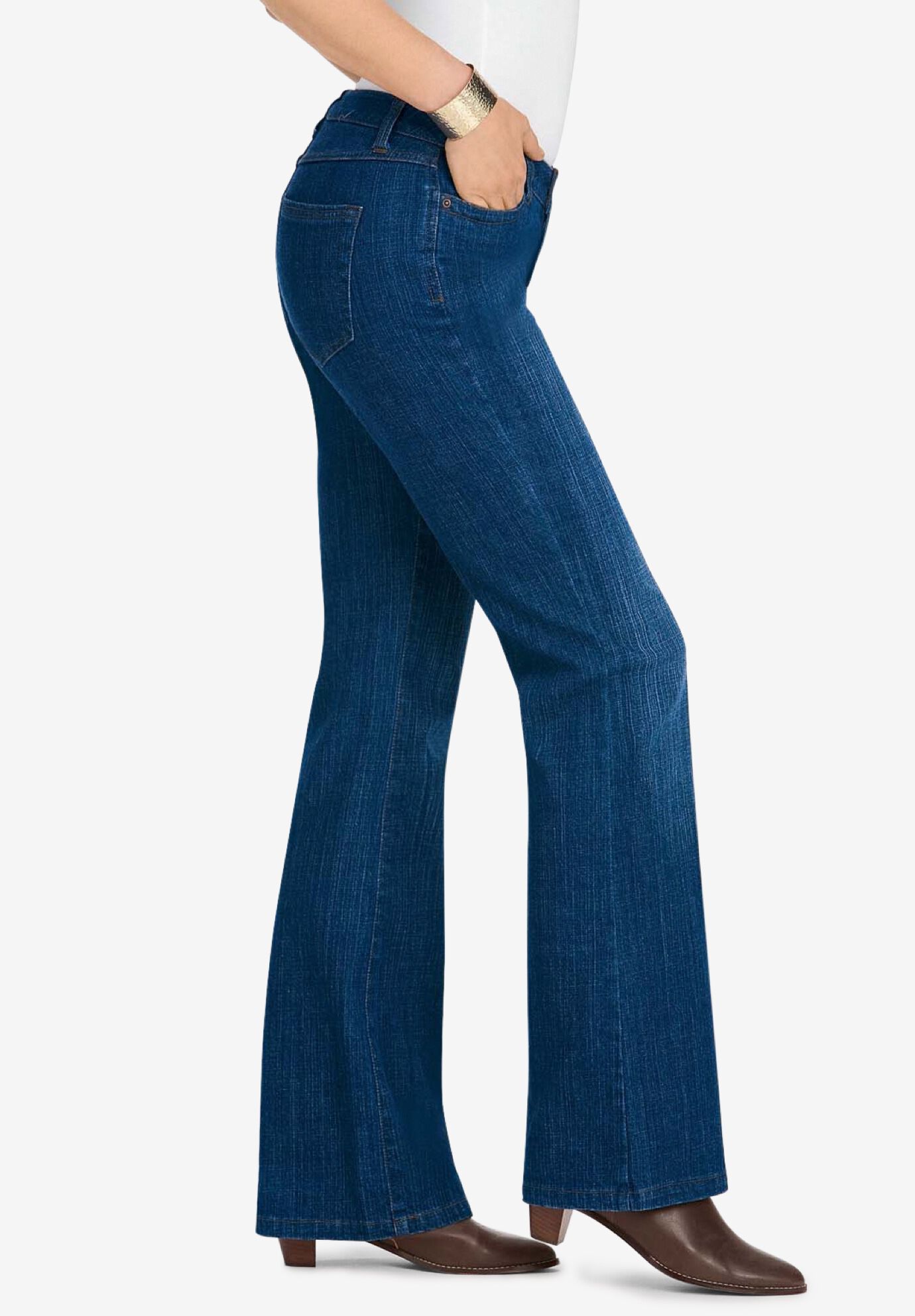 wide elastic waist jeans