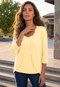 Scalloped Cardigan and Tank Set