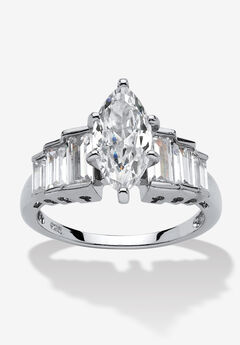 3.82 Ct Tw Cubic Zirconia Ring In Platinum-Plated Sterling Silver