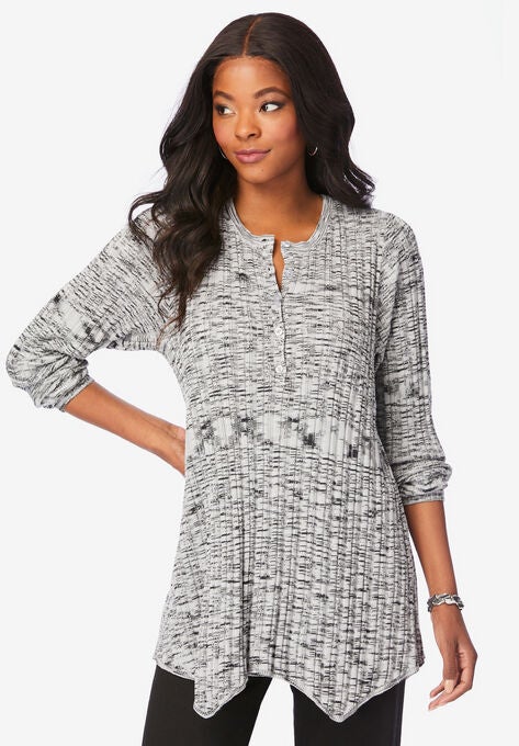 Henley Marled Sweater, HEATHER GREY, hi-res image number null