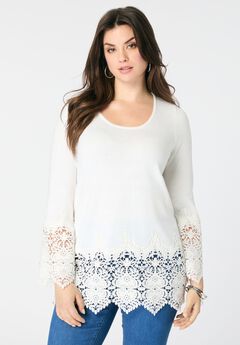 Fine Gauge Lace Pullover Sweater