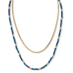 Crystal 2-Piece Stainless Steel Beaded Necklace 16-inch and 3-inch Extender