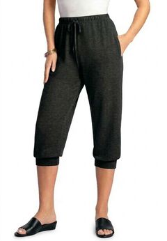 Plus Size Soft Knit Capri Pant with Drawstring Waist