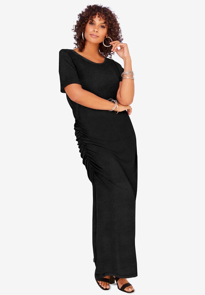 Supersoft Ruched Maxi Dress, BLACK, hi-res image number 0