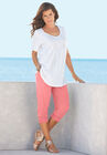 Drawstring Soft Knit Capri Pant, , alternate image number null