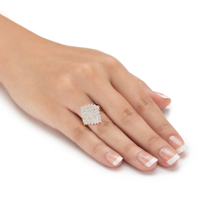 1/4 Cttw. Round Diamond 18k Gold-plated Sterling Silver Cluster Ring, WHITE, alternate image number 2