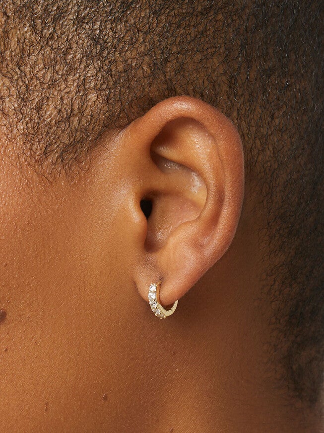Suzanne Huggie Hoop Earrings, GOLD, alternate image number 4