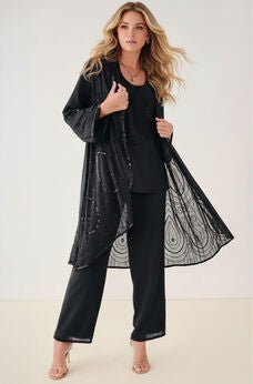 Plus Size Beaded Georgette 3-piece Pant Set – Formal Wear