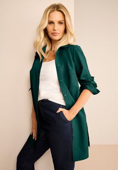 Kate Long-Sleeve Crisp Cotton-Blend Button-Front Tunic