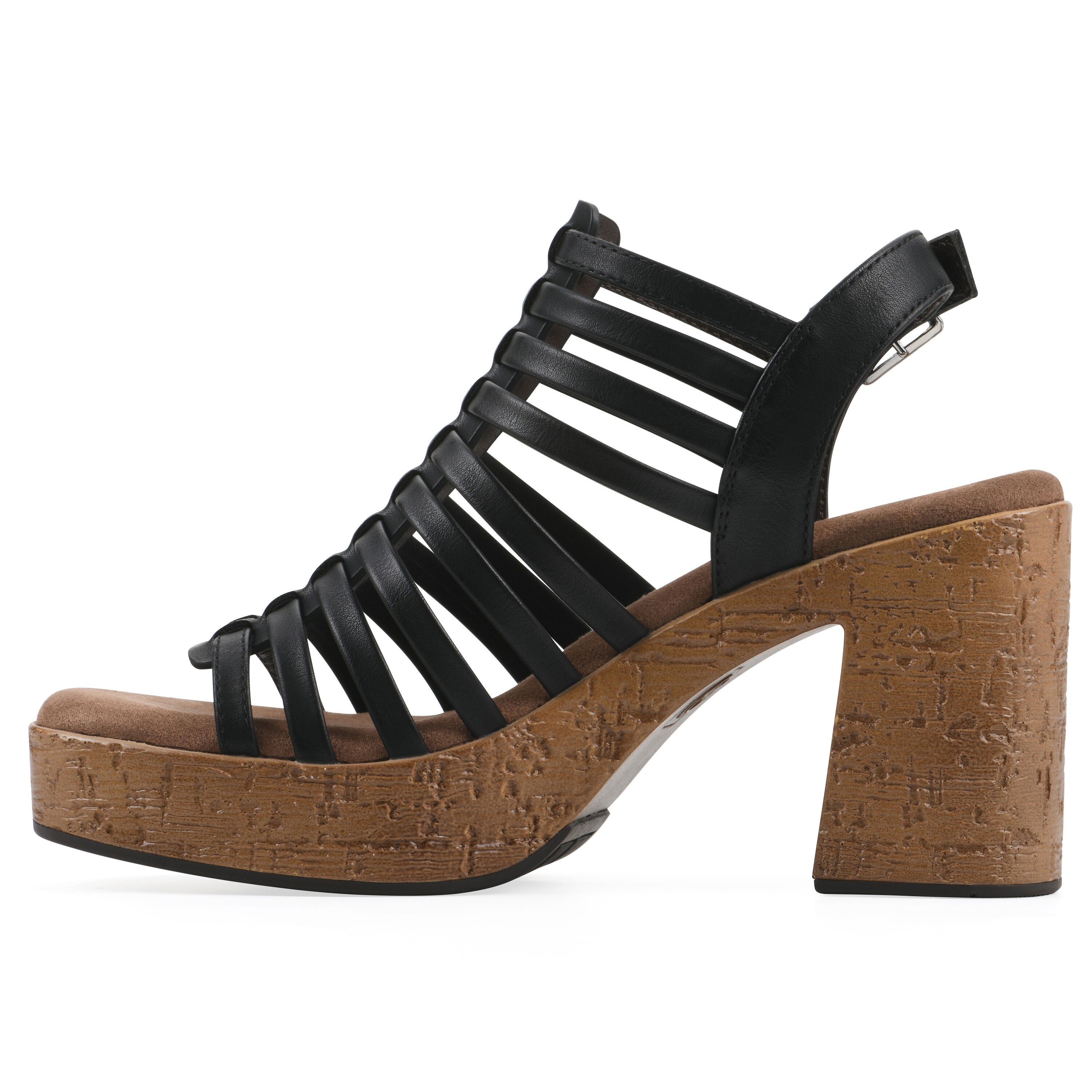 Barbea Platform Sandal, BLACK SMOOTH, alternate image number 3