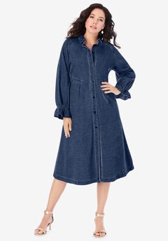 Button Front Denim Dress