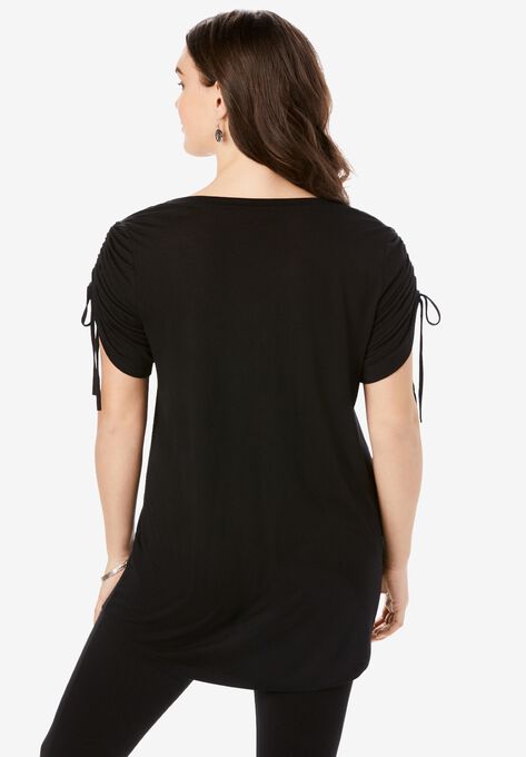 Ruched-Sleeve Ultra Femme Tunic, , on-hover image number null