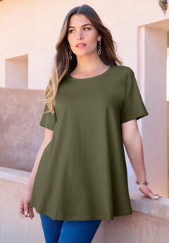 Plus Size Ultimate Cotton Crewneck Short Sleeve Swing Tee