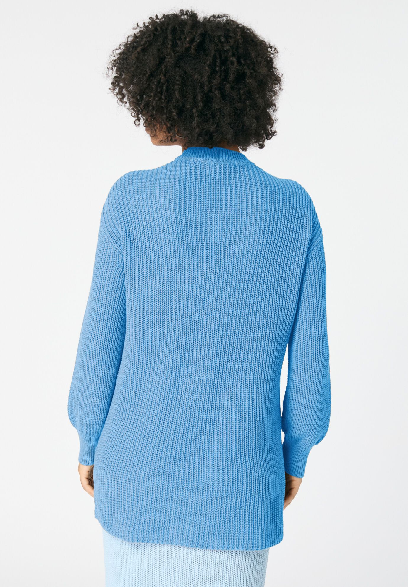 Cable Knit V Neck Sweater, SOFT SKY, on-hover image number 1