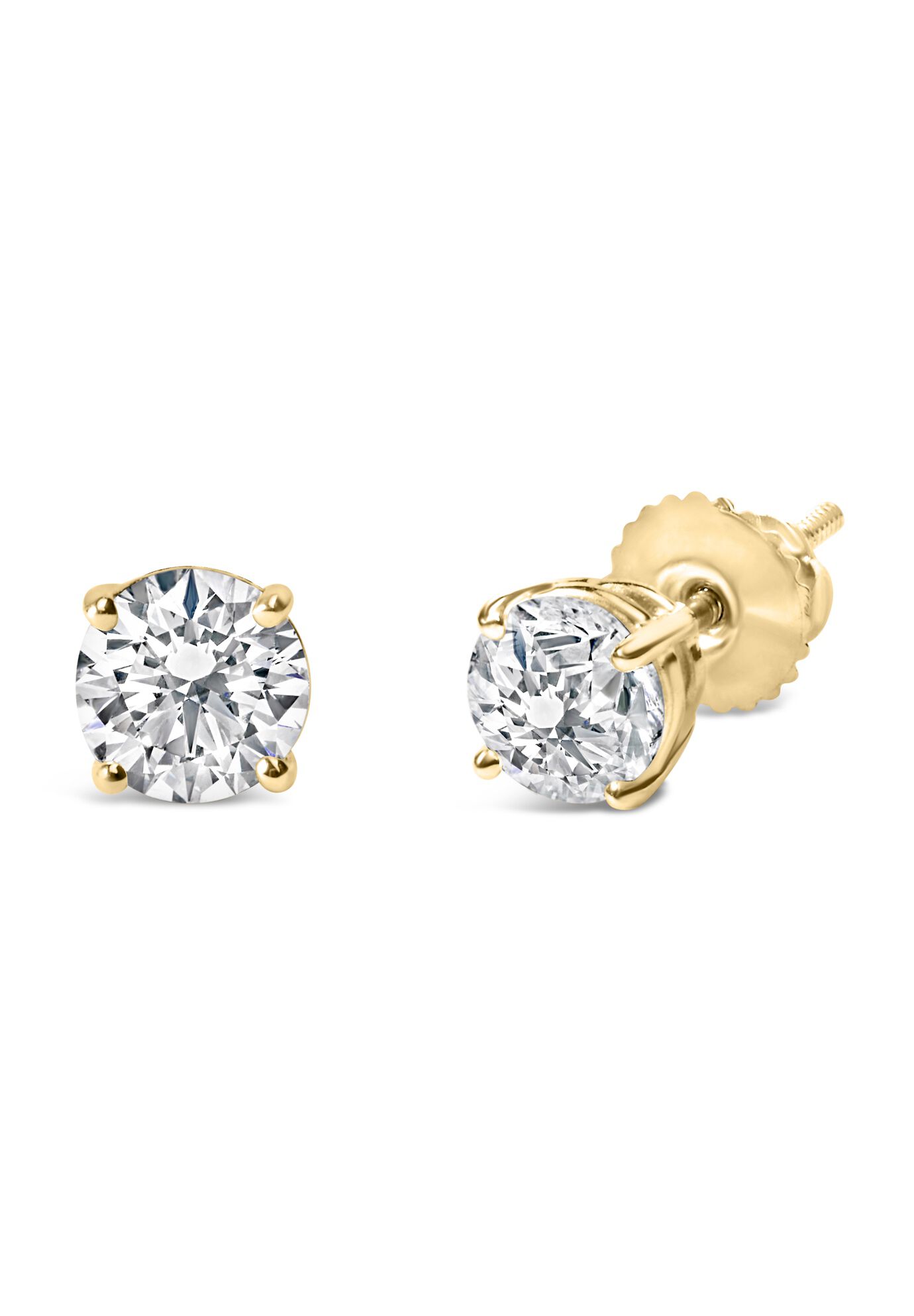 14K Gold 1.0 Cttw Round Brilliant Cut Lab Grown Diamond 4-Prong Classic Solitaire Stud Earrings, , alternate image number 5