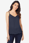 Lace-Trim Satin Cami, NAVY, hi-res image number null