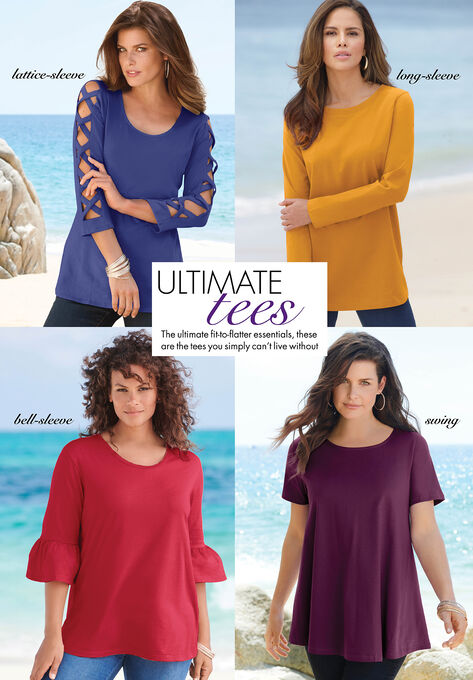 Long-Sleeve Henley Ultimate Tee with Sweetheart Neck, , alternate image number null