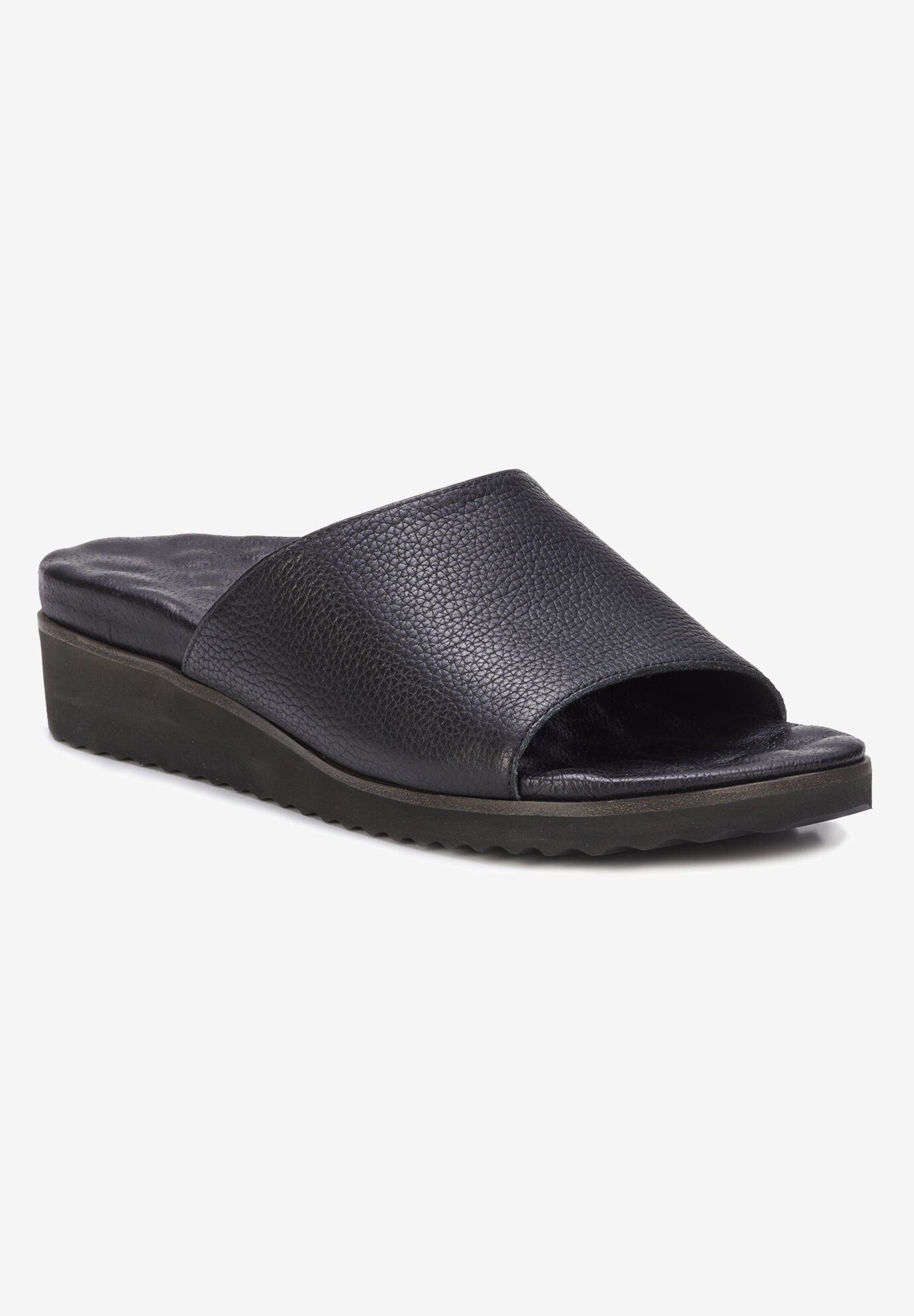 Heston Slide Sandal, BLACK TUMBLED LEATHER, hi-res image number 0
