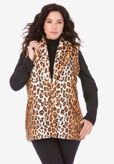 Faux Fur Vest, ANIMAL PRINT, hi-res image number null