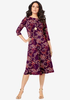 Ultrasmooth® Fabric Boatneck Swing Dress