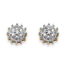 Diamond Accent Starburst Stud Earrings in Solid 10k Gold