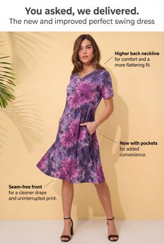 Plus Size Stretch Knit Pocket Swing Dress