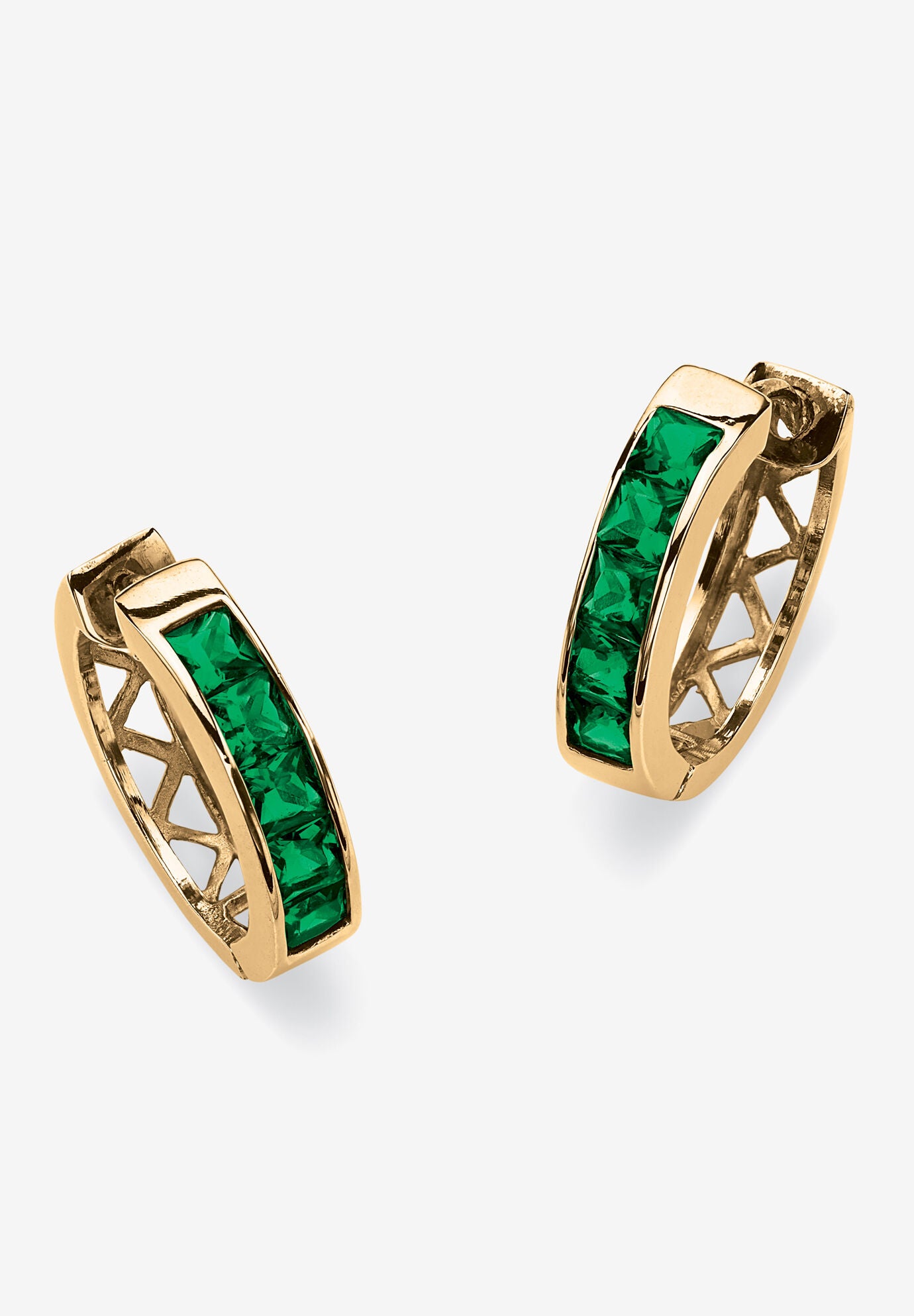 Birthstone Gold-Plated Huggie Earrings, MAY, hi-res image number 0