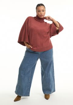 Wide-Sleeve Turtleneck Sweater