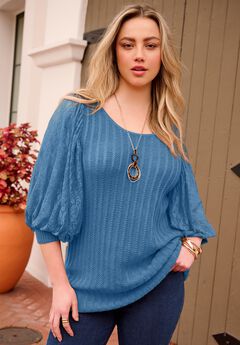 Lace Sleeve Sweater