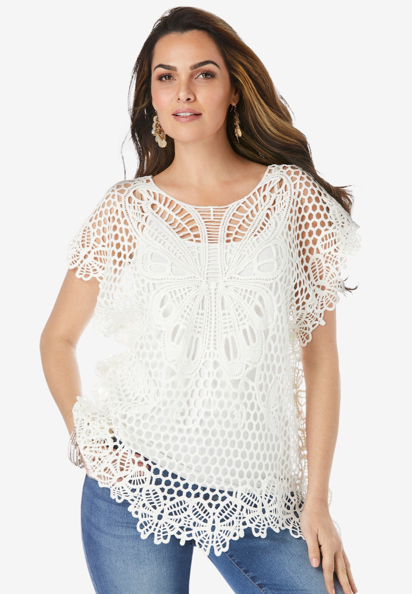 Butterfly Crochet Sweater | Roaman's