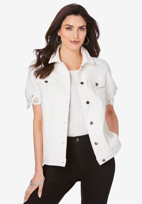 Short-Sleeve Denim Jacket, WHITE, hi-res image number null