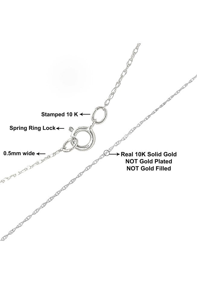 Solid White Gold Rope Chain Necklace Unisex 16 inches, , on-hover image number 1