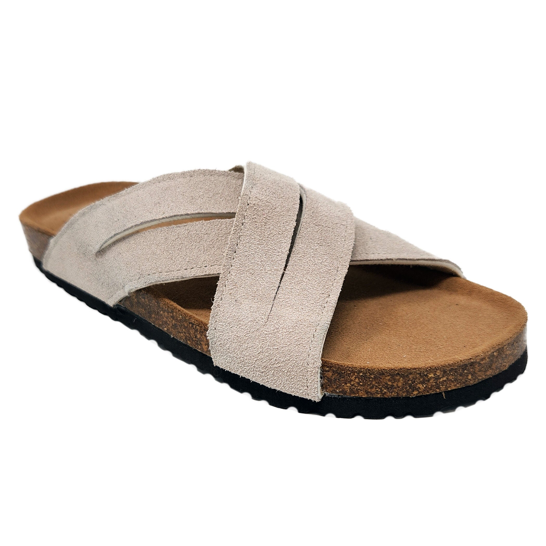 Leather Criss Cross Footbed Sandal, TAN, hi-res image number 0