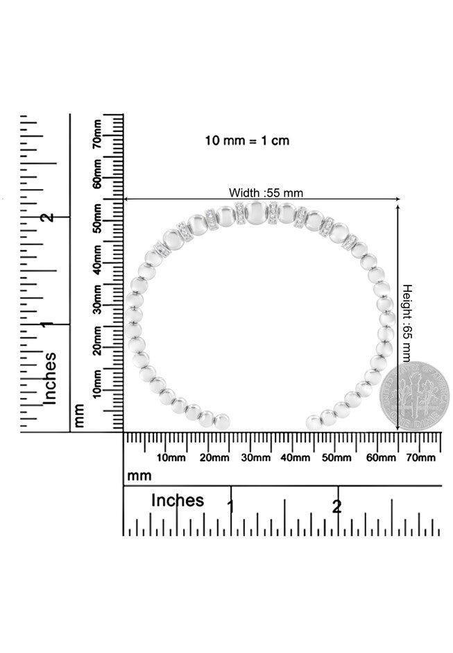 Sterling Silver 1/4 Cttw Diamond Rondelle Graduated Ball Bead Cuff Bangle Bracelet, , alternate image number 5