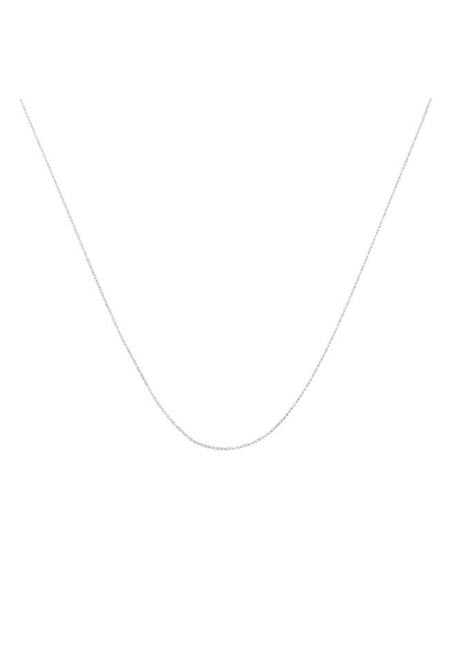 Solid White Gold Rope Chain Necklace Unisex 16 inches, WHITE, hi-res image number 0