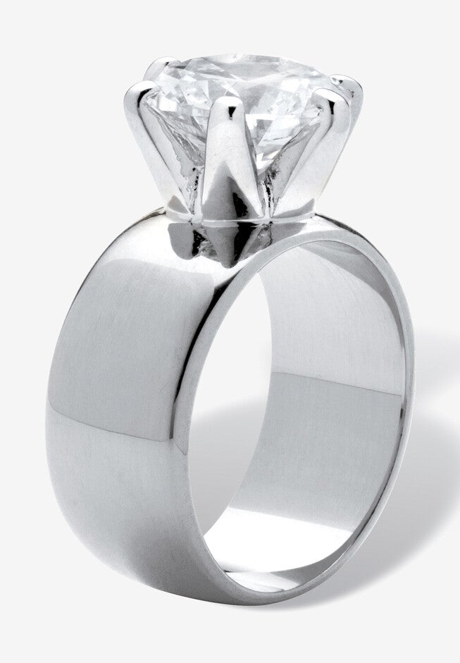 4 Cttw. Silvertone Round Cubic Zirconia Solitaire Engagement Ring, , on-hover image number null