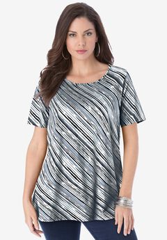 Plus Size Cotton Ultimate Swing Tee with Keyhole Back